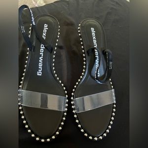Alexander wang crystal sling back sandals heels nova black leather